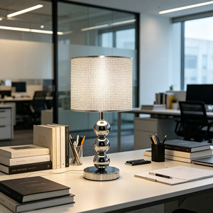 Moderne Metall-Kugelständer Tischlampe Schwarzer PVC-Punktschirm Einfache Schreibtischleuchte für Schlafzimmer Wohnzimmer Hotel Heim-Dekoration - Product Image 2