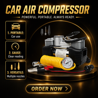 Compresseur d'air pour voiture robuste 12V à double cylindre avec manomètre pour voiture et moto