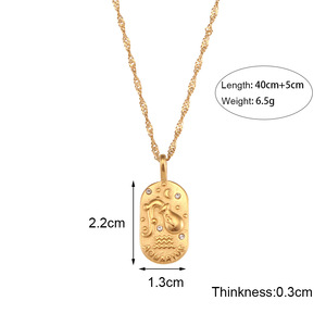 Collar de Acero Inoxidable Chapado en Oro de 18K con Signo Zodiacal, Joyería Vintage con Colgante de Astrología y Horóscopo para Mujer - Product Image 6