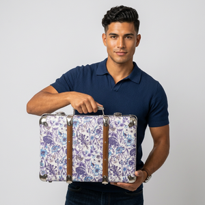 <b>Vintage</b> Floral Printed Suitcase Gift <b>Box</b> With Handle Rigid Paperboard Case Four Color Design Craft Packaging - Product Image 4
