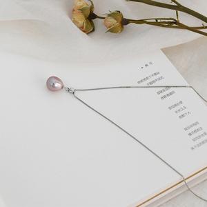 Natural Freshwater <b>Pearl</b> <b>Necklace</b> for Women 925 <b>Silver</b> Ins Trendy Minimalist Style Versatile Water Droplet Collarbone Chain - Product Image 2