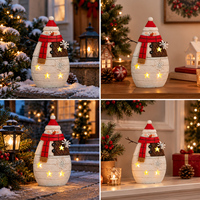 Figurine de bonhomme de neige lumineuse de Noël avec chapeau et écharpe rouges, décoration de table pour les fêtes jour et nuit, ornement découpé en forme d'étoile