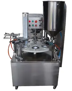 Mesin pengisi jus kecil kustom kemasan kayu mesin segel pengisi cangkir kaliper krim es Yogurt tipe putar KIS-900