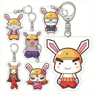 Japan Anime Full Force Rabbit Acrylic Keychain Cartoon Figures Trainee Business Lady General Manager Rabbits Fun Bag Car Pendant