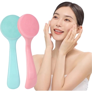 Brosse faciale portable en silicone souple pour le nettoyage et l'élimination des points noirs, outil de beauté confortable à tenir dans la main, noir - Product Image 1