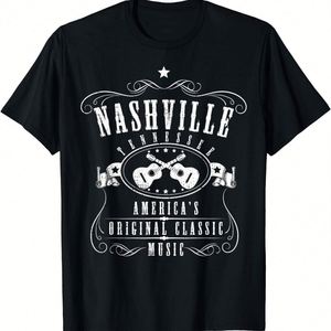 Camiseta de Música Country de Nashville, 100% Algodón, Logotipo Vintage de Músico de Tennessee, Antiarrugas y Antiretracción, Corte Holgado - Product Image 4
