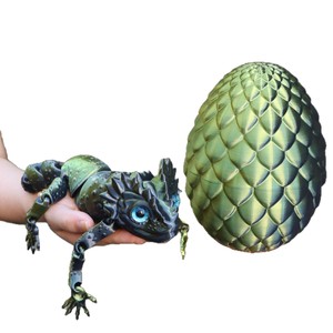 Figurine d'œuf de lézard imprimée en 3D à motifs, articulations mobiles, ornement mignon, décoration de bureau adorable, jouet créatif sur le thème des animaux - Product Image 5