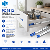 Usine Hotsale 45mm extension complète pousser pour ouvrir les rails coulissants télescopiques pour pousser et fermer les tiroirs