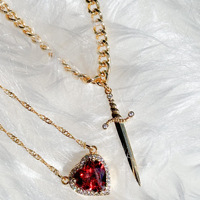 Collier de couple en acier inoxydable pour la Saint-Valentin 2025, ensemble collier promesse Cœur et Épée - Bijoux de couple
