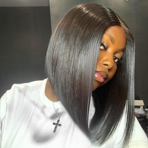 Parrucche Bob Corte con Chiusura in Pizzo 2X6 Deep Parting, 100% Capelli Umani Veri, Effetto Pelle, Densità 180%, 8-18 Pollici - Product Image 5