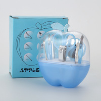 Ensemble de coupe-ongles en acier inoxydable Apple, 8 pièces, lame droite, pointe acérée, ciseaux à ongles en plastique, boîte à outils de manucure, coffret cadeau beauté