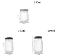 Pot Mason en verre côtelé vertical avec couvercle hermétique à vis pour la décoration intérieure, l'emballage de produits de soin, le stockage de bougies et de sels de bain