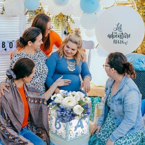 Juego de cajas de flores de bloques DIY para Baby Shower de flores pequeñas azules <span class=keywords><strong>Es</strong></span> un niño Primer cumpleaños Género Revelar Suministros para fiestas Caja de flores - Product Image 5