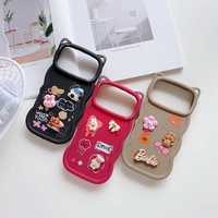 Coque de téléphone portable 3D mignonne pour iPhone 16 15 17 Plus 12 Max, motif de dessin animé, caoutchouc, antichoc, coque arrière de téléphone