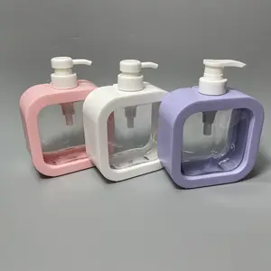 New design empty square plastic Lotion Container 500ml plastic lotion pump shampoo bottle