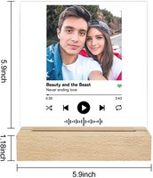 Plaque musicale personnalisée écologique et tendance avec support en bois, couverture d'album, chanson, art acrylique personnalisé, cadeau Spotify
