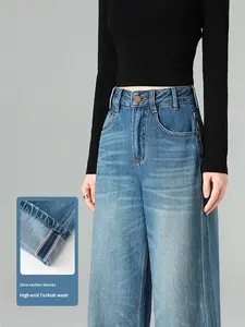 Jeans Hero Zero Carbon a Gamba Larga in Denim Ultra Morbido Primaverile <span class=keywords><strong>Turco</strong></span> con Effetto Graffiato Traspirante Snellente Dritto Lunghezza Pavimento - Product Image 4