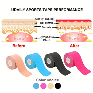 Bande adhésive hypoallergénique pour physiothérapie, plusieurs couleurs, 10 cm, bande kinesiologique 5 cm x 5 m, Kinesiotape, Ktapes - Product Image 3