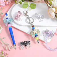 Nouvelles perles fantaisie en acrylique avec nœud papillon coloré et strass pour la fabrication de stylos, porte-clés, bijoux, bracelets et breloques DIY