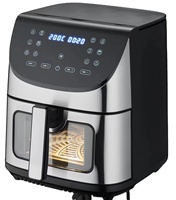 Friteuse à air numérique en acier inoxydable avec fenêtre, haute capacité, à convection, pour la famille, pour cuisson vapeur et grillades