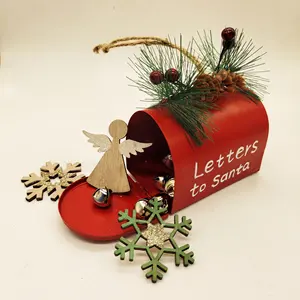 חדש מגיע חג המולד מתכת ברזל תליית קישוטי Creative עץ חג המולד תליון חג המולד פח תיבת דואר קישוטים