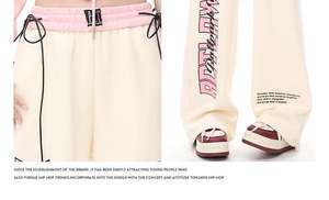 Popular <span class=keywords><strong>Girls</strong></span> American Stylish <span class=keywords><strong>Vintage</strong></span> Straight Loose High Waist Streetwear Pantalones de pierna ancha Pantalones de mujer Pantalones largos de chándal - Product Image 4