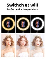 Anneau lumineux LED RGB portable et pliable de 12 pouces avec télécommande, couleur réglable et support de 2,1 m pour maquillage et diffusion en direct
