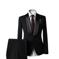 Jas Hitam Pria 3-Piece Slim Fit untuk Pernikahan, Kancing Depan, Blazer Bisnis, Jas Pengiring Pria XL Single Breasted, Veste Costume Homme