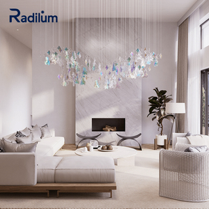 โคมไฟระย้ากลุ่มดอกไม้สีรุ้งไอริสโรงงานหรูหรารับประทานอาหารโรงแรมล็อบบี้ออกแบบได้ตามต้องการ - Product Image 1