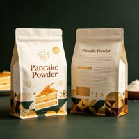 Sachet personnalisé imprimé pour farine à gâteau, fond plat, emballage pour poudre à crêpes, scellable à chaud, avec fermeture éclair, pochette en plastique pour mélange de farine