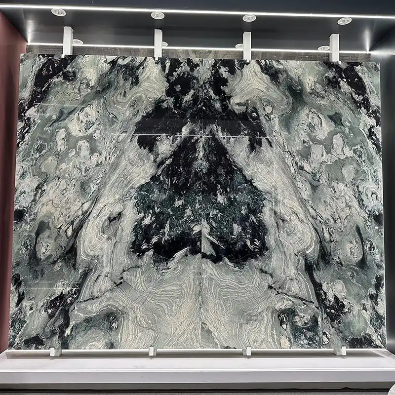 GOLDTOP OEM/ODM Luxury Marble Stone Forest Mist Dark Green Dark Green and Purple Color Brazil Marble for Home Decoration