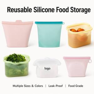 OEM/ODM Food-grade BPA-free kitchen silicone storage <b>bags</b> dishwasher oven safe <b>heat</b> resistant silicone food <b>bags</b> - Product Image 1