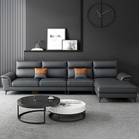 Ensemble de canapés en forme de L noirs luxueux, design italien moderne, en cuir PU, modulaire, pour salon de villa