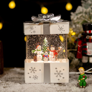 <b>Christmas</b> Decorations Modern Crystal Ball PVC Ornaments Lamp <b>Gift</b> <b>Box</b> Luminous Water Flash Wind Window Desktop 13*19.5CM - Product Image 4