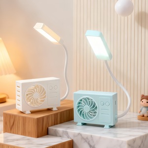 หลิงปัน ฟานโคมไฟตั้งโต๊ะ เครื่องปรับอากาศแบบพกพา รุ่นมีไฟ LED สำหรับนักเรียน ระบบทำความเย็นเท่านั้น พลาสติก ใช้พลังงานจาก USB - Product Image 3