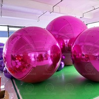 Boule miroir gonflable rose, sphère réfléchissante, décoration pour fêtes, événements, mariages, ballon miroir suspendu, grande boule disco gonflable brillante