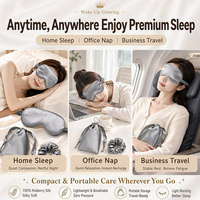 Ensemble de masques de sommeil de luxe personnalisés en soie d'imitation pour hôtel, avec masque pour les yeux, chouchou et sacs, idéal pour les cadeaux promotionnels d'hôtels et de compagnies aériennes
