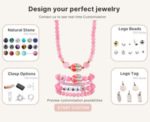 Conjunto de Collar y Pulsera de Piedras Naturales con Tarjeta de Flores para el Día de la Madre, Joyería de Cristal Rosa Curativo para Regalos del Día de la Madre - Product Image 2