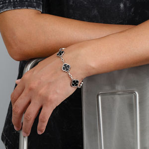 पुरुषों क्ओवर ब्रेसलेट लक्जरी 18k सोने की प्लेटेड स्टेनलेस स्टील काले रंग की गुमनाट महिलाओं के लिए - Product Image 4