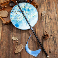 Fatingna ventilateur de taille ronde de style ancien avec longue poignée classique Hanfu Qipao ventilateur de danse Cool en été matériau de bambou enroulable