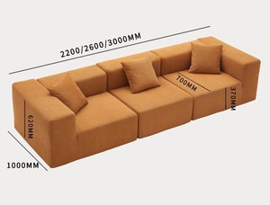 Sofá Tapizado Cuadrado Naranja de Alta Calidad con Relleno de Esponja Comprimida para Apartamentos y Villas, Venta al Por Mayor de Fábrica - Product Image 6