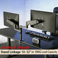 Support double moniteur réglable en alliage d'aluminium, inclinaison à 90 degrés, rotation à 360 degrés, support d'écran de 32 pouces, capacité de charge de 10 kg, nouveau