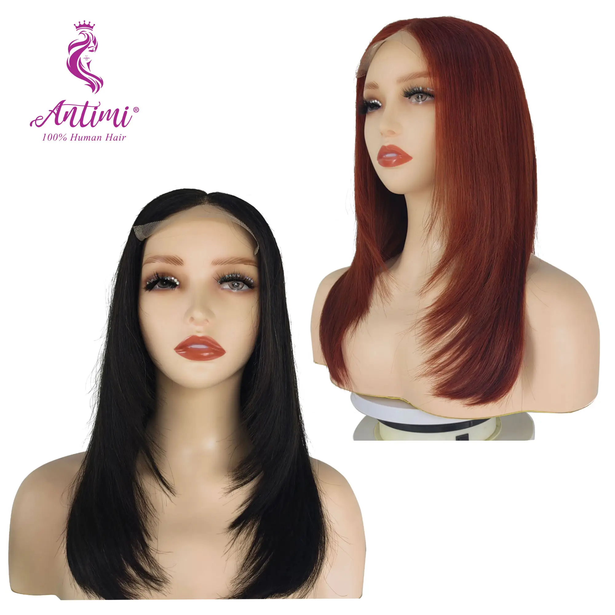 Factory Price Inner Buckle Cute Straight 5x5 Lace Front Butterfly Haircut Wig With Medium Length Layered Hair