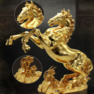 Artigianato foglia fatta a mano in metallo di lusso personalizzato regali per cavalli per soggiorno e decorazione per ufficio Fengshui 24k oro colore dorato - Product Image 3