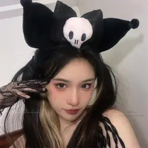 Cosplay Cosplay Kawaii Kulomi My Melodi Cartoon Stuffed Plush Black Lace Hairband Unique Halloween Mesh Wings Headband