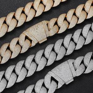 Wholesale Custom Length GRA VVS1 Moissanite Prong Set Cuban Link <b>Chain</b> Necklace 925 Silver Hip Hop <b>Iced</b> <b>Out</b> Pass Diamond Test - Product Image 4