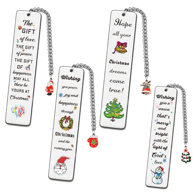 Metal Navidad personalizado marcapáginas borlas para marcapáginas dibujos animados colgante marcapáginas regalo de vacaciones