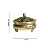 Mini brûleur d'encens en alliage de style chinois, pot vintage pour encens de bois de santal, support pour méditation zen, décoration de la maison