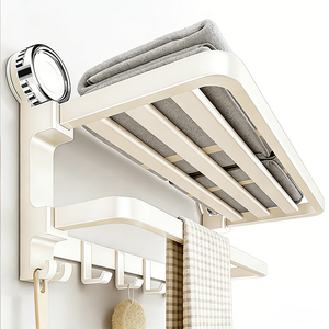 Portasciugamani <span class=keywords><strong>a</strong></span> <span class=keywords><strong>ventosa</strong></span>, mensola da bagno <span class=keywords><strong>a</strong></span> parete senza foratura, organizer doccia multifunzionale bianco latte - Product Image 6