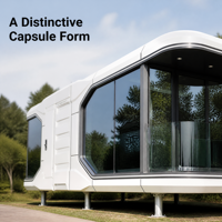Villa Modulaire Préfabriquée Moderne en Conteneur Type Capsule Spatiale 20ft 40ft, Insonorisée, Étanche et Ignifuge, avec Mobilier